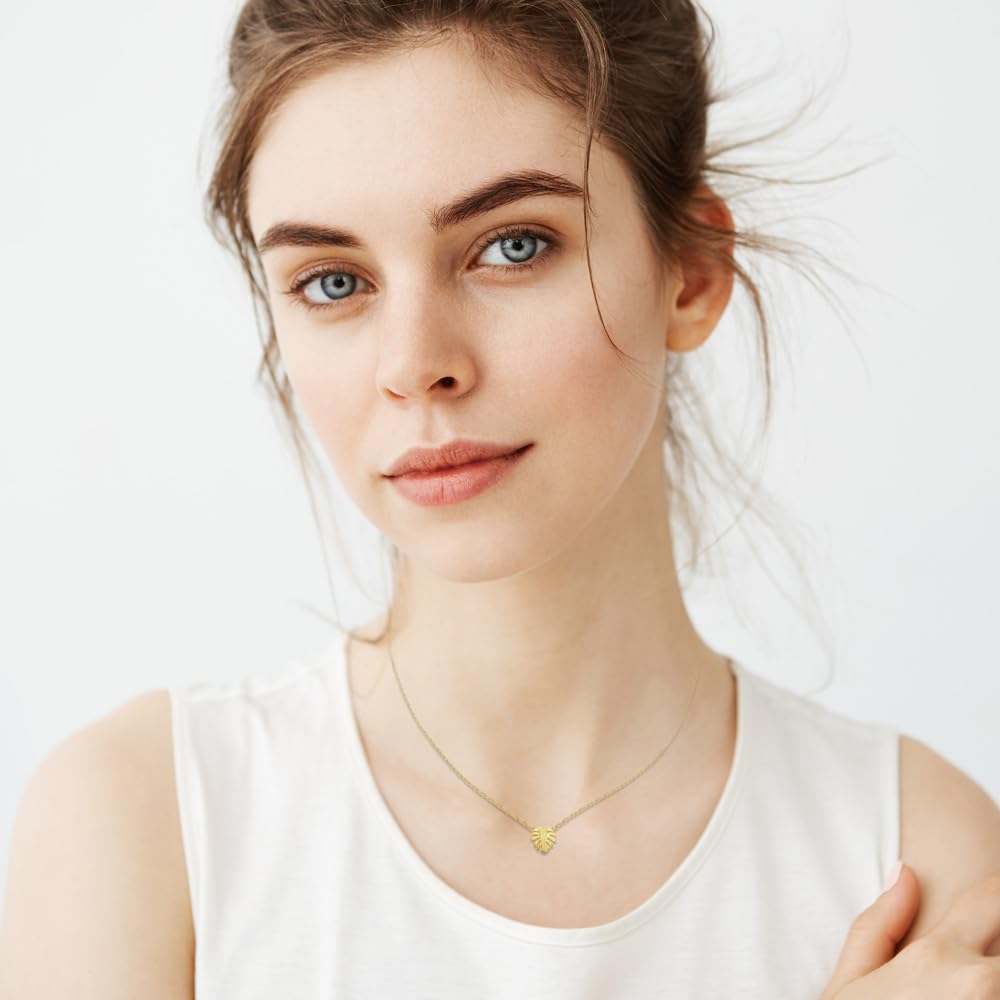 MUSTHAVE Monstera Leaf 18K Gold Plated Necklace With Message Card, Yellow and White Color, Anchor Chain, Best Gift Necklace, Size 16 inch + 2 inch Extender, Pendant, Gift Card - Image 7